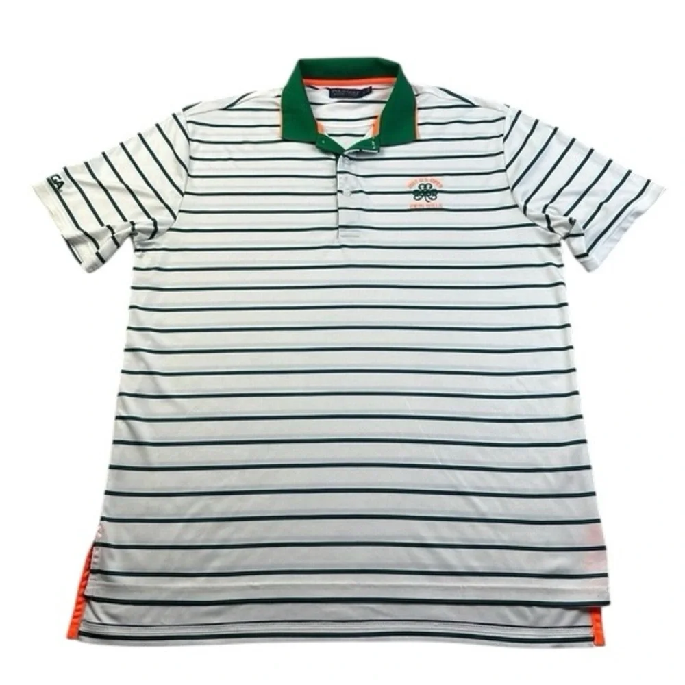 Ralph Lauren White and Green Men Polo Shirt with Stripes XXL size